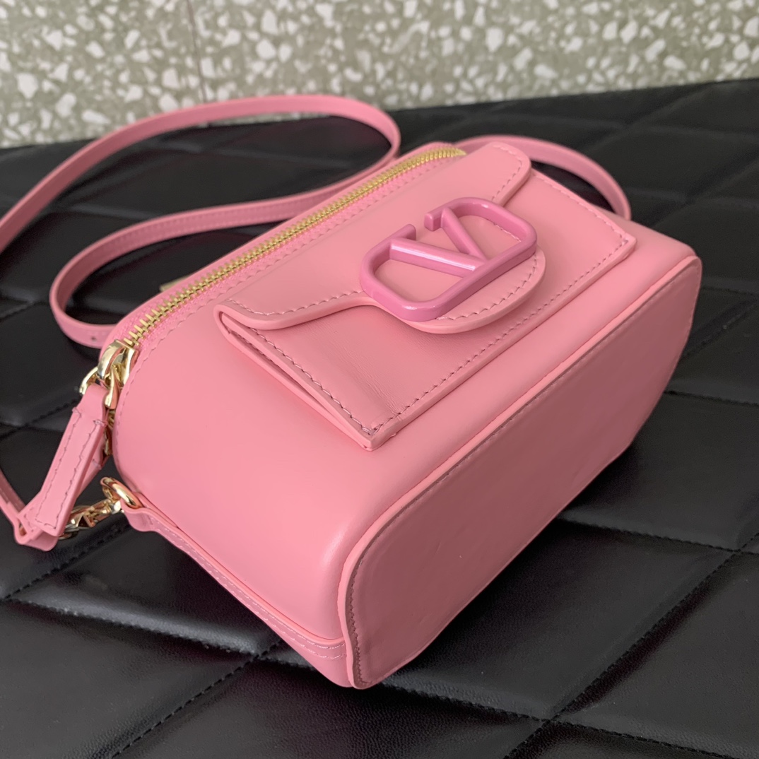 Valentino Garavani Loco Mini Box Bag in Pink Calfskin Leather 